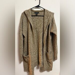 Tahari Women's Hooded Cardigan - Green/Cream - Size XL